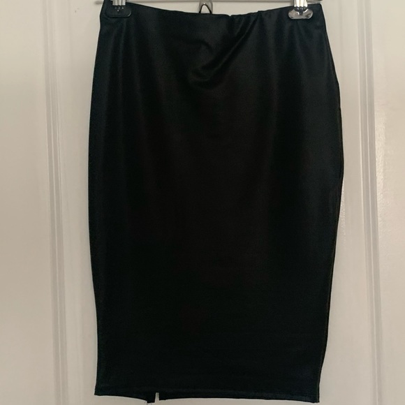 Black Faux Leather Pencil Skirt - Picture 5 of 5